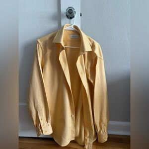 Lorenzo Uomo Apricot Dress Shirt Herringbone (Size M)